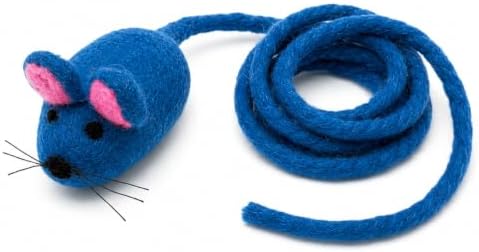 Glaciart One Felt Mouse Cat Toy – Soft Fuzzy Enrichment 100% Natural Wool - Interactive Catnip Play Cat Toy Set - Safe for Pets, Non-AZO Colored Dyes - 100” Long by GlaciartOne