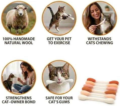 Glaciart One Swabs Cat Toys with Catnip - 6 Pk | Durable for Chew, Cute Cat Toys Interactive Kitty for Boredom, Exercise, & Play | Filled w/Organic Catnip for Anxiety & as Digestive Aid | Gift Idea - Image 4