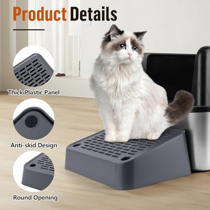 Litter Box Ramp, Cat Step for Litter Box with Filter Function, Dark Grey - Image 3