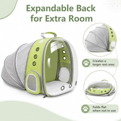 Expandable Cat Carrier Backpack with Bubble Window and Mesh, Light Green - Image 3