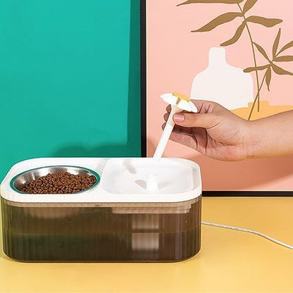 2 in 1 Cat Water Fountain and Food Bowl,Cat Fountain Water Bowl,Pet Water Bowl Fountain,Automatic Pet Water Dispenser,Cat Food and Water Bowl Set,Cat Feeding and Watering Supplies(White) - Image 3
