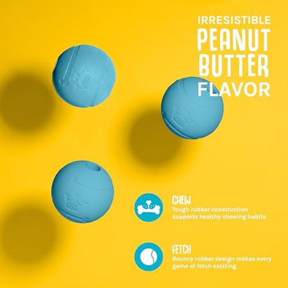 Chew King Flavored Rubber Ball Collection, 2.5 Inch Peanut Butter Flavor Rubber Balls 3-Pk - Image 2