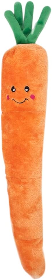 ZippyPaws Jigglerz - Dog Squeaky Toys to Keep Them Busy, Funny Food Plush for Small, Medium, & Large Dogs, Cute Stuffed Puppy Toy, Pet Products, Gift for All Breeds, Interactive Squeaker - Carrot