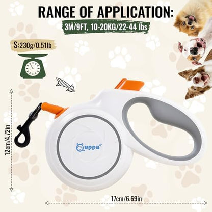 360° Tangle Free Retractable Dog Leash 9.8-16 ft Durable Dog Automatic,Telescopic Traction Device with One-Hand Brake, cat Outdoor Traction Rope, Dog Walking Rope (Small, White) - Image 2