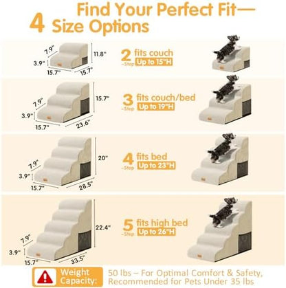 Topmart High Density Foam Dog Stairs 4 Tiers,Extra Wide Deep Pet Steps - Image 3
