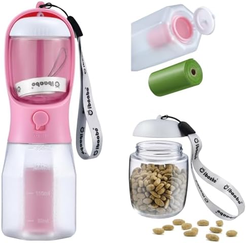 Cibaabo Dog Water Bottle with Food Container & Poop Bag Holder & Filter by Cibaabo