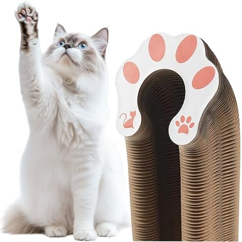 2pcs Cat Pad Scratcher Toys, Magic Organ Cat Toy & Kitty Curls Cat Toy, Interactive Cardboard Cat Scratching Board with Bell Balls, Corrugated Scratcher for Indoor Cats, Light Brown - Image 5