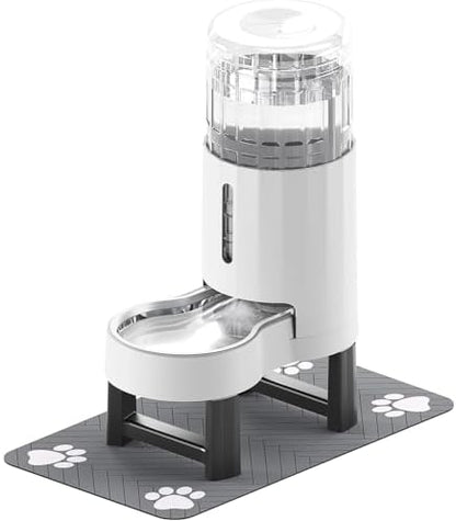 CZPET Gravity Dog Water Bowl Dispenser, Wider Mouth (8L+Stand+Mat, White) by CZPET