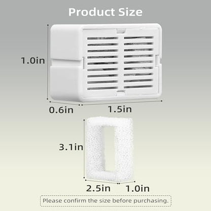 8 Pack Ceramic Cat Fountain Filter Replacement, 2 Sponges - Image 3