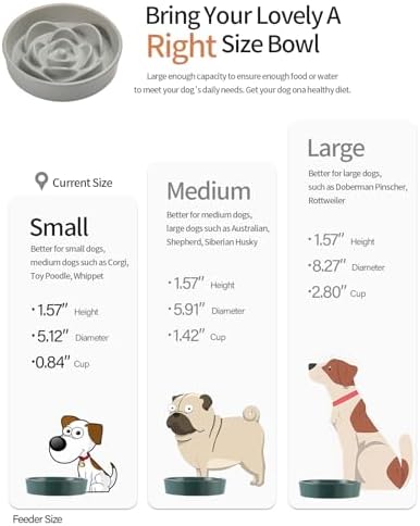 Grey Ceramic Dog Bowl Slow Feeder for Medium and Large Breed,1.5 Cup 8.26 in Slow Feeding Bowl,Puzzle Dog Food Bowl for Fast Eater,Maze Dish for Fast Eater - Image 5