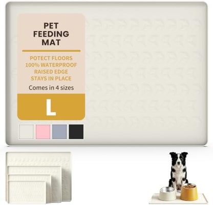 Waterproof Silicone Pet Feeding Mat, Dog Cat Food Water Bowl, Raised Edge by CHARMROSE