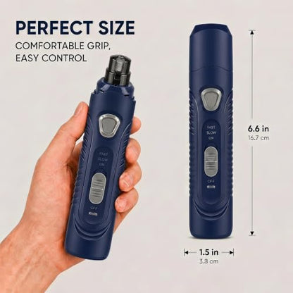 Pet Nail Grinder for Dogs and Cats, 2-Speed Electric Dog Nail Trimmer, Extral Steel Pet Nail Clipper, Rechargeable 2000mAh Nail Grinder for Small Medium Large Dogs with 2 LED Lights, Blue - Image 3