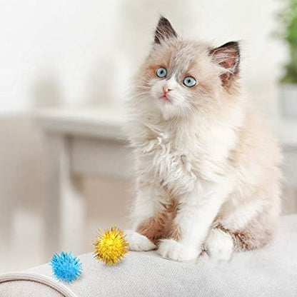 VAPKER 30 Piece Assorted Color Sparkle Balls Cat's Favorite Toy Tinsel Pom Poms Glitter - Image 6
