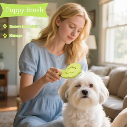 Cloud-Shaped Soft Bristle Small Dog Brush, Puppy Essentials (Green) - Image 6