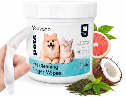 Pet Cleaning Finger Wipes for Dogs and Cats Non-Slip Design 50 Counts by Unknown