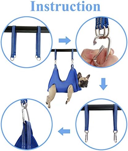Kkiimatt 10 in 1 Dog Grooming Hammock Harness with Nail Clippers, Nail Trimming Hammock for Pet, Grooming Sling Hanger Holder Restaint for Nail Trimming/Clipping (XXS/Under 10lb Blue) - Image 5
