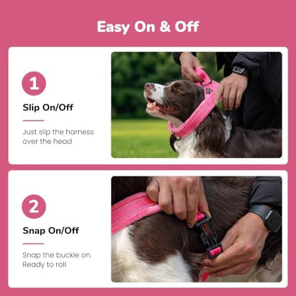 Didog No Pull Dog Harness for Large Dogs, Soft Flannel Padded, Pink, L - Image 3