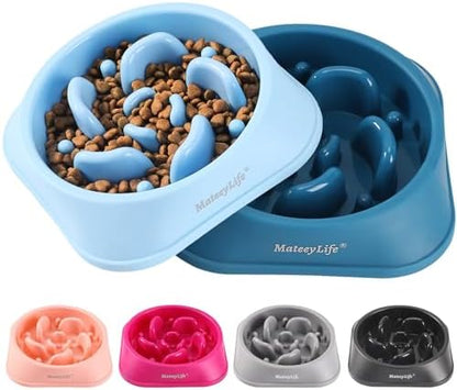 MateeyLife 2-Pack Slow Feeder Dog Bowls, 2 Cups, Dog Puzzle Feeder Bowl by MateeyLife