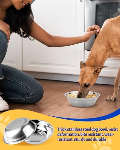 20 PCS Stainless Steel Dog Bowls, 32 Oz (4 Cups) Thickened Metal Dog Bowls for Multi Dogs Multi Cat Households or Kennels, Pet Replacement Bowl of Food and Water, Dishwasher Safe - Image 3