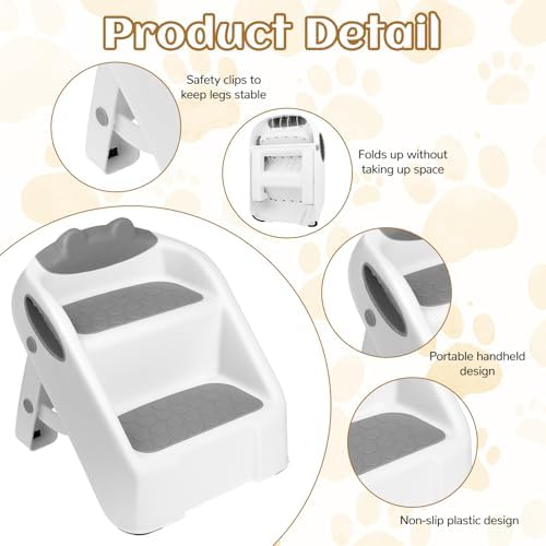 Dual Step Cat Ramp for Litterbox, Stable Cat Steps for Litter Box Easy to Clean, Automatic Cats Litter Steps Litter Box Step with Non-Slip Rubber Feet, Litter Box Ramp Pet Steps for Cats Small Older - Image 3