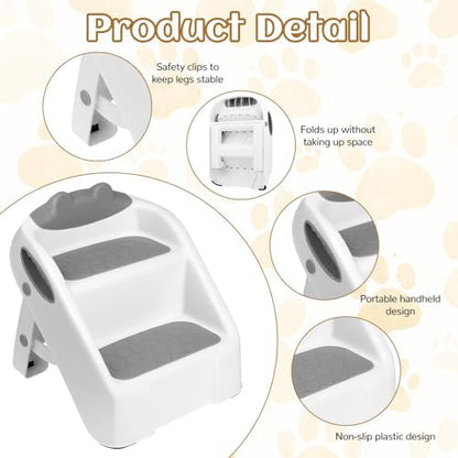 Dual Step Cat Ramp for Litterbox, Stable Cat Steps for Litter Box Easy to Clean, Automatic Cats Litter Steps Litter Box Step with Non-Slip Rubber Feet, Litter Box Ramp Pet Steps for Cats Small Older - Image 3