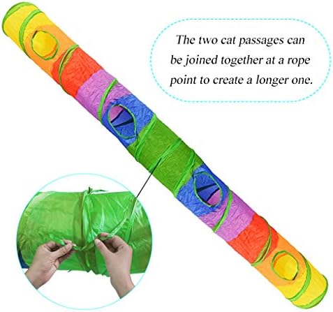 Andiker Cat Tunnel for Indoor Cats, 45" Long Rainbow Collapsible Kitten Tube with a Fun Ball and 2 Holes Cat Play Tunnel, Rabbit Tunnel for Kittens Exercising Hiding Training and Running(Colorful) - Image 5