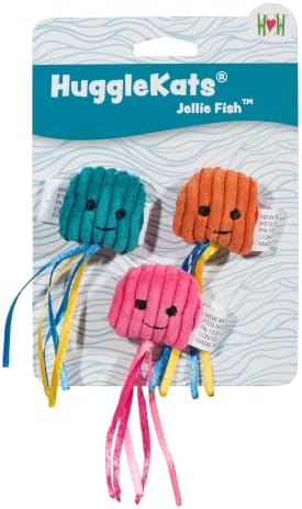 HuggleKats Cat Toys - Kitten Toys for Bored Indoor Cats, Perfect for Moving, Exercise, Biting & Chewing - Jellie Fish (3 Pack) by HuggleHounds