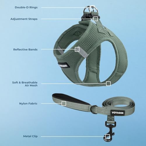 Best Pet Supplies Voyager Step-in Air All Weather Mesh Harness and Reflective Dog 5ft Leash Combo with Neoprene Handle, for Small, Medium and Large Breed Puppies - Moss Green, XXS - Image 3