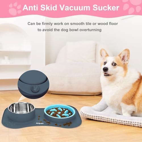 Slow Feeder Dog Bowls 3 in 1 Stainless Steel Food Water Bowl to Slow Eating - Image 2