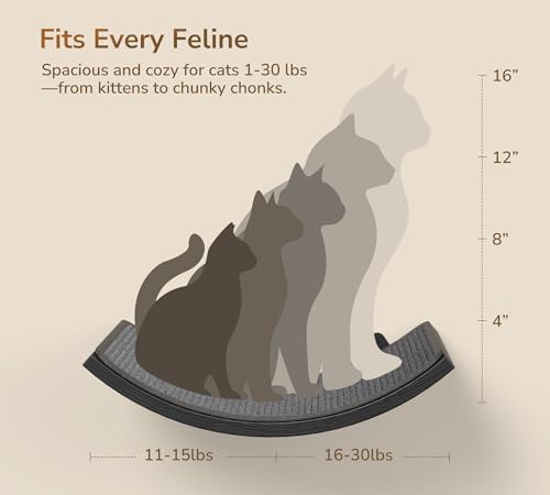 Gray Cat Wall Shelf with Grey Sisal Mat, Curved Cat Bed for Scratching and Resting, Wall Mounted Hammock for Large Cats - Image 6