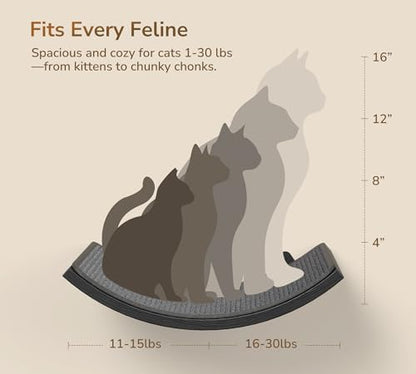 Gray Cat Wall Shelf with Grey Sisal Mat, Curved Cat Bed for Scratching and Resting, Wall Mounted Hammock for Large Cats - Image 6