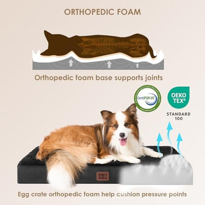 EHEYCIGA Orthopedic Dog Bed Large with Removable Washable Cover, 41IN Black - Image 2
