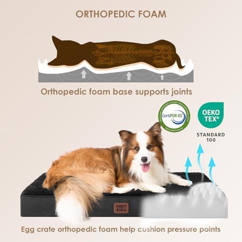 EHEYCIGA Orthopedic Dog Bed Large with Removable Washable Cover, 41IN Black - Image 2