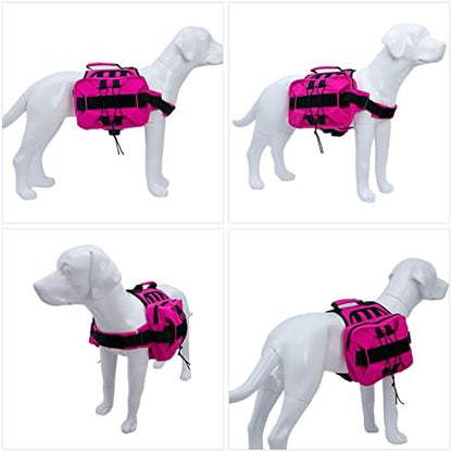 Lovelonglong Medium Large Dog Backpack, Outdoor Hound Saddle Bag with Side Pockets, Adjustable Tactical Pack for Hiking Travel Camping Training Rosered M - Image 6