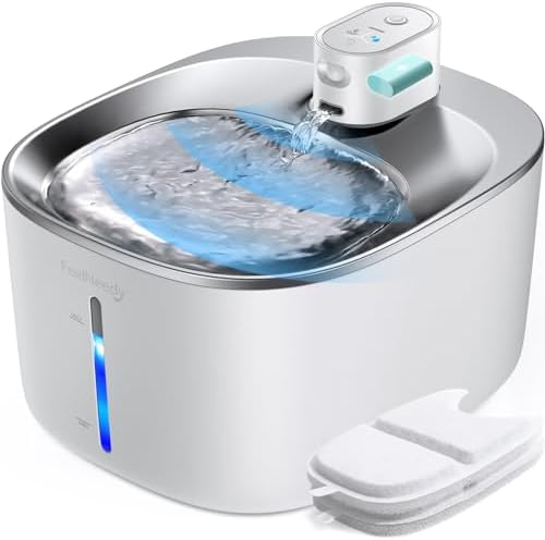Wireless Cat Water Fountain with Sensor, 4000mAh Battery Operated, FEELNEEDY 4L/135 fl oz Pet Water Fountain for Cats and Dogs, Ultra Quiet Cat Drinking Fountain with 2 Filters (White YPD-C004P) by FEELNEEDY