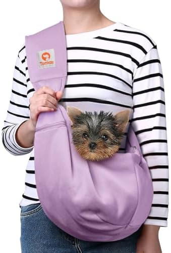 Tomkas Dog Cat Carrier Sling Zip Pocket & Adjustable Strap(M,Light Purple) by TomkasFORTHELOVEOFPALS