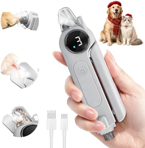 2-in-1 Quiet Electric Pet Nail Clipper & Grinder with Light for Dogs Cats (Gray) by Bedama