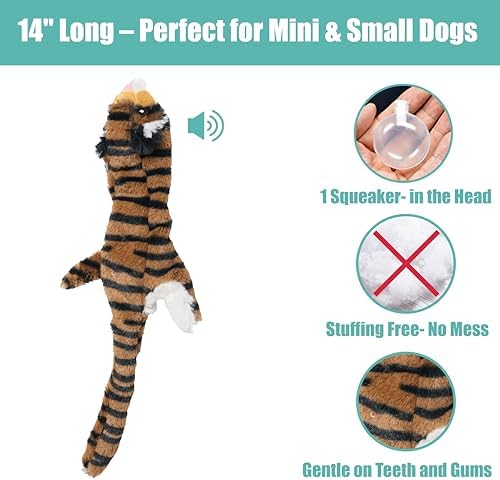SPOT Skinneeez Jungle Cat 14 Inch Stuffing-Free Plush Squeaky Dog Toy – Soft Interactive Chew Toy for Small and Medium Dogs – Mess-Free Play for Light & Moderate Chewers - Image 4
