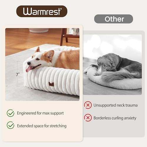 Cute Dog Bed for Small Dogs & Cats,Washable Fluffy Cat Beds for Indoor Cats, Rectangle Orthopedic Memory Foam Puppy Beds with Anti-Slip Bottom, 20 x19 x 6 Inches, Cream (20x19x6 inches) - Image 4
