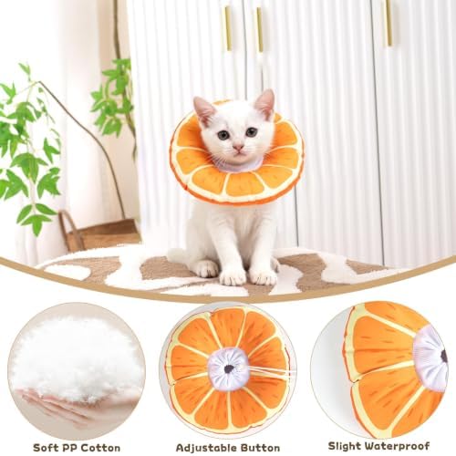 Cat Cone Collar Soft, Waterproof Cat Recovery Collar for Wound Healing After Surgery or Neutering Alternative to Elizabethan Collars Medical Neck Cone for Cats and Puppies (Orange, Small) - Image 3