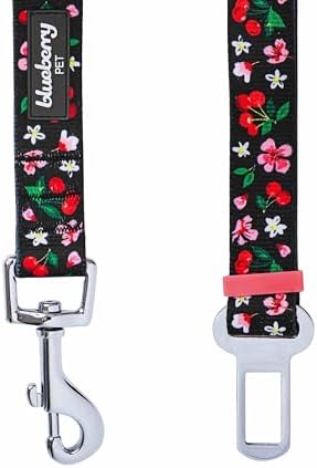Blueberry Pet 8 Patterns Cherry Garden Black Adjustable Dog Seat Belt Tether for Dogs Cats, Durable Safety Car Vehicle Seatbelts Leads Use with Harness - Image 3