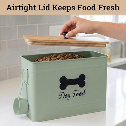 Metal Dog Food Container 15-20 lbs w/ Airtight Bamboo Lid, 70 Cup Capacity - Image 4