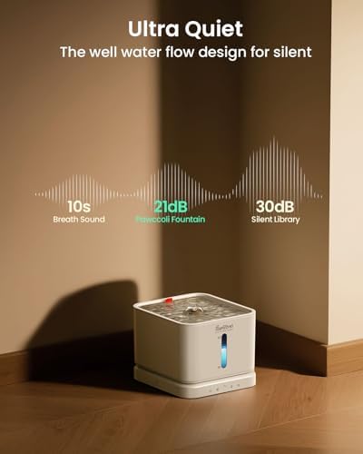 Cordless Cat Water Fountain, 3L/100oz Stainless Steel Tray, Cat Fountains for Drinking, Pet Water Fountains Indoor, Automatic Dog Water Bowl Dispenser, Rechargeable Battery Operated,White - Image 6