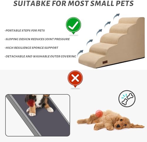 Aodisman Dog Stairs for High Bed,5-Step Pet Ramp for Small Dogs and Cats - Image 7