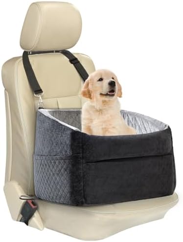 Car Dog Bed - Memory Foam Puppy Car Booster Seat with Safety Leash, Washable, Medium/Small Dogs by Unknown