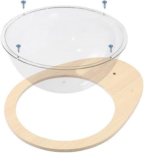 Japard Space Clear Capsule Dome Cover, Cat Hammock, Cat Tree Replacement, Pet Bed with Wooden Frame Holder, 11.6 inches, Kitty Sleeping - Image 6