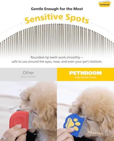 PETHROOM Professional Eye Comb for Pets | Stainless Steel Tear Stain Remover for Cats & Dogs | Gentle Round-Head Grooming Tool | Compact & Portable for Eye Gunk Removal (Pack of 2) - Image 4