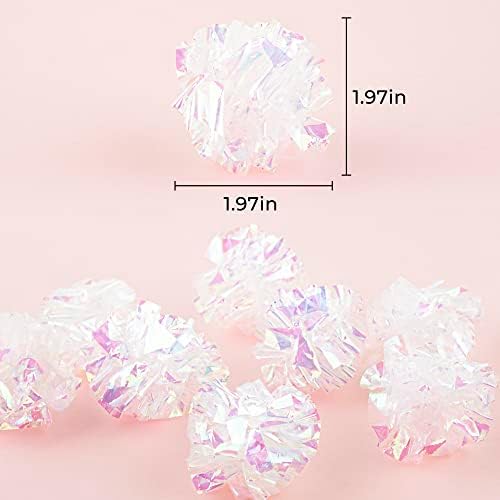 AUEAR, 20 Pack Dye Free Cat Crinkle Balls 2" Mylar Sounds Shiny Kitty Glitter for Cats - Image 4