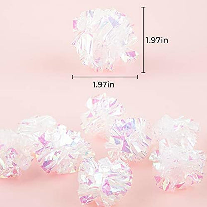 AUEAR, 20 Pack Dye Free Cat Crinkle Balls 2" Mylar Sounds Shiny Kitty Glitter for Cats - Image 4
