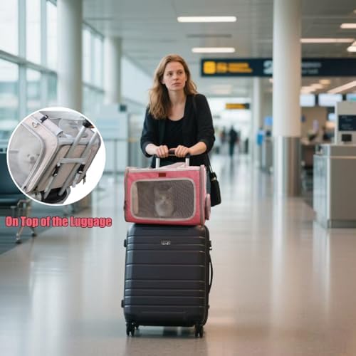 Soft Cat Carriers Pink Small Dog Carrier Airline Approved,Expandable Pet Carrier,Strudy,Ventilated,Soft Sided Pets Carriers Cage,Durable Small Animals Travel Bag Outdoor Carry Kennel - Image 6